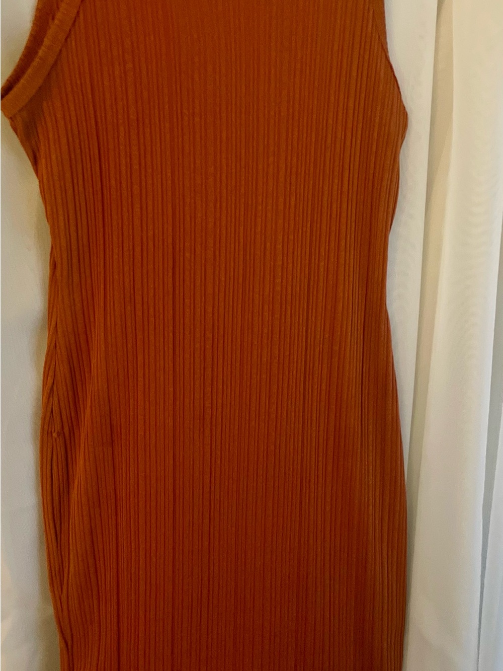 One-Shoulder Ribbed Dress in Rust